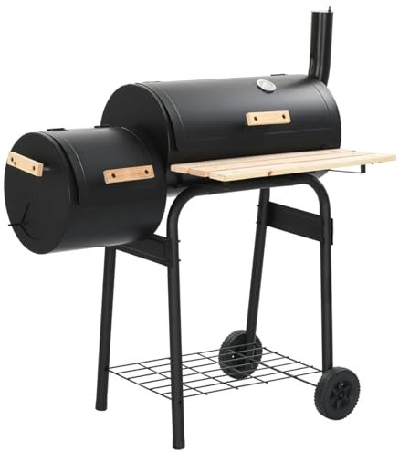 ShGaxin Barbecue à charbon classique avec fumoir, charbon de bois, barbecue au charbon et bois
