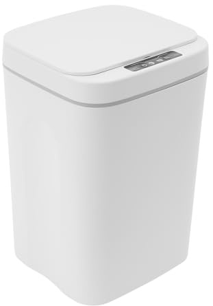 Mülleimer mit Sensor, 16L Automatischer Mülleimer, Mülleimer Elektrisch mit Deckel Eingebautes LED-Licht Wasserdichter Abfallbehälter Kontaktlos Trash Can, für Küchen, Bäder, Schlafzimmer, Wohnzimmer