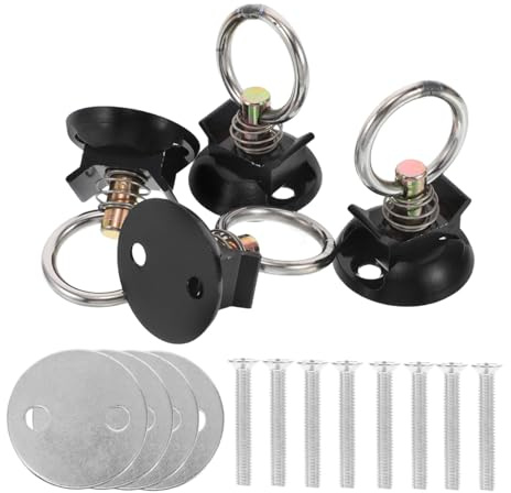 Garneck Kit De 4 Anclajes De Amarre Redondos l para Motocicleta y Remolque, Accesorios Resistentes para Fijación Segura Riel De Caja, Sujeción Versátil para Transporte De Carga