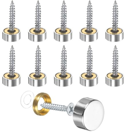 PATIKIL 10 Pcs Tapas Para Tornillos 14mm 304 Acero Inoxidable Espejo Tornillos Fijadores Tornillos Espejo Tapas Decorativas Para Clavos De Señalización Hardware Construcción Plata