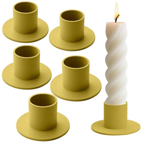 6 Piezas Candelabros de Metal, Vintage Candelabros para Velas, Candle Holder, Portavelas de Pilar para Ccentros de Mesa Decoracion, Comedor y Dormitorio (Gold)