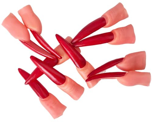GORGECRAFT 10pz Garras de Dedo Grandes de Bruja Uñas Postizas Flechas Anillos Puntas de los Dedos Atmósfera de Terror para LAPR Halloween Gótico Vampiro Zombi Mascarada Disfraz de Cosplay