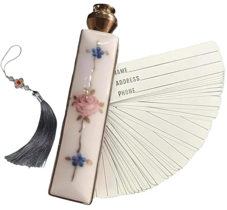 Adressbok | Retro i fickformat, adressbok med emalj och blommönster, för kvinnor vuxna seniorer samlare resor äventyr korta resor hem studentboende