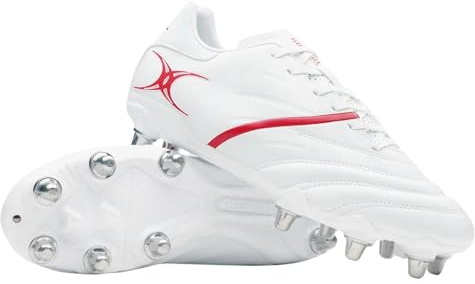 Gilbert Sidestep X20 PWR 8S Rugby Boot - White/Red