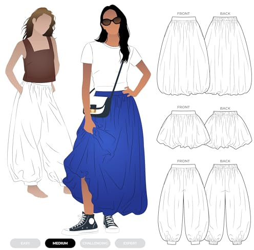 Style Arc Sewing Pattern - Sophia Woven Bubble Skirt and Pant (Sizes 10-22)