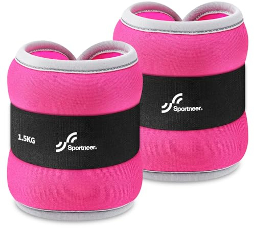Sportneer Lot de 2 poids pour chevilles et poignets 2 x 0,5 kg / 2 x 1 kg / 2 x 1,5 kg / 2 x 2 kg / 2 x 3 kg pour la danse, la course, la marche, le fitness