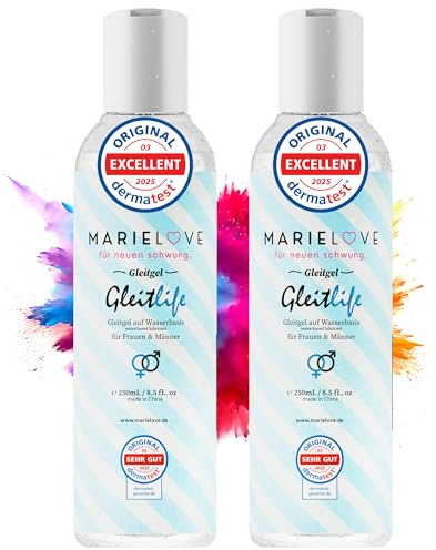 Vattenbaserat glidmedel 250 ml – luktfritt och smakfritt – perfekt för silikonprodukter och massageapparater – dermatologiskt testat – långvarigt glidmedel för kvinnor och män ((förpackning med 2))