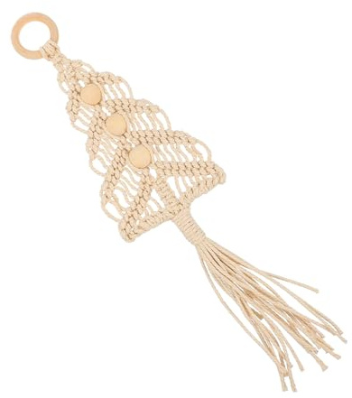 DOITOOL Hand Knitting Xmas Pendant Christmas Tree Decor Wooden Ring Festival Hanging Ornament for Holiday Home Decoration