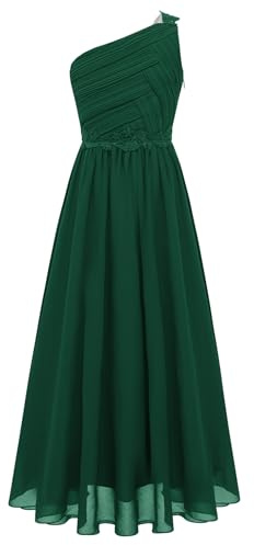Freebily Enfant Robe Demoiselle d'honneur Princesse Fille Robes Soirée Cérémonie Une Épaule Longue Robe de Mariage Cocktail Anniversaire Fête Mousseline