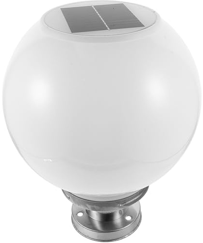 HEALEEP Lámpara Solar Bola white 250Mm para Uso en Jardines y Postes, Resistente al Agua y Fácil de Instalar en Exteriores