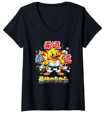Femme Le Canard Judoka Japonais - Le Super-Pouvoir du Judo pour T-Shirt avec Col en V