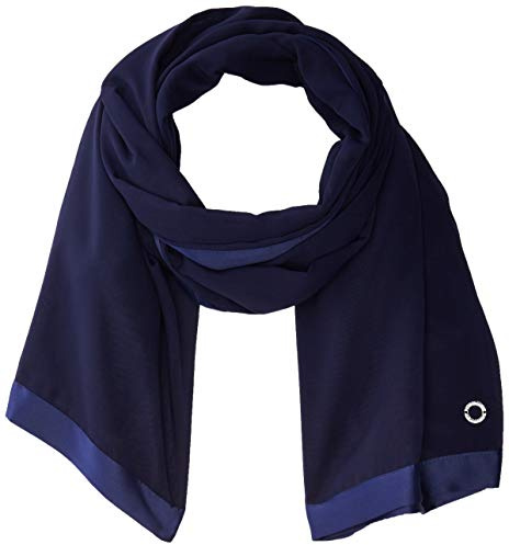 Calvin Klein Womens Satin Border Chiffon Scarf, Navy, One Size