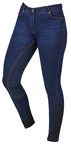 Dublin Damen Shona Voll Wildleder Sitz Denim Reithose - Blue Denim