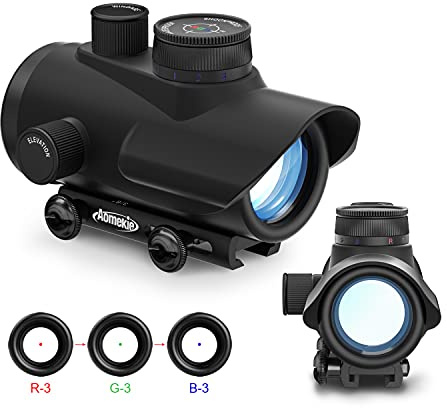 AOMEKIE Red Dot Softair Riflescopi Multi Regolabile Luminosità Punto Illuminato 4 Reticles Green & Red Reflex Sight Tattico Mirino Accessori Ottica Riflesso Lente per 11mm/22mm Rail Prisma