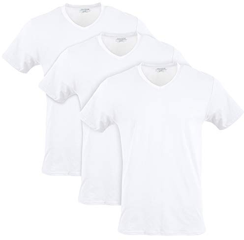 GILDAN Men's Cotton Stretch V-Neck T-Shirt Underwear (Pack of 3)
