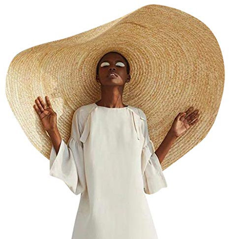 Asalinao Strohhut (Sonnenschutz), übergroße, für Damen und Herren Anti-UV-Kappen, Faltbare, UV-Schutz Strandmütze Elegante Sommermütze mit großer Krempe (Durchmesser: 90cm)