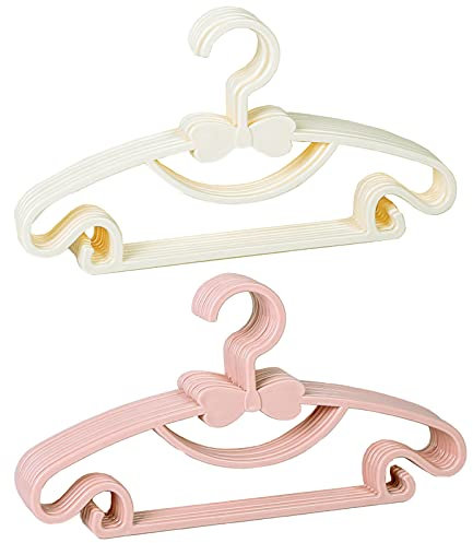 10 grucce appendiabiti per bambini, in plastica, per magliette, maglioni, pantaloni (rosa, bianco)