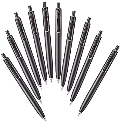 Mitsubishi Pencil UMNSF38F.24 Gel Ballpoint Pen, Uni-Ball One F, 0.38, Charcoal, 10 Pieces