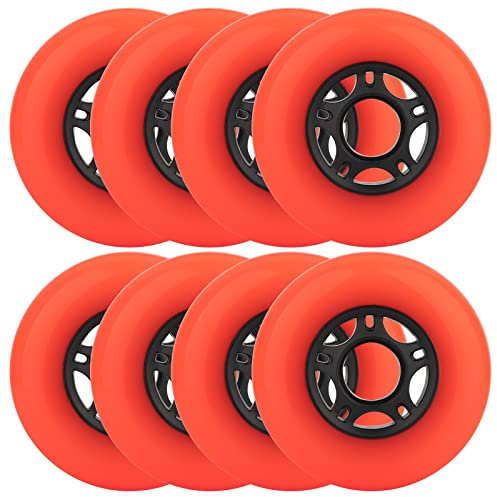 WHEELCOME Confezione da 8 ruote per pattini in linea, per interni ed esterni, ruote da hockey 85a, 64 mm, 70 mm, 72 mm, 76 mm, 80 mm, ruote in linea di ricambio per RipStik, bagagli, scooter, ecc