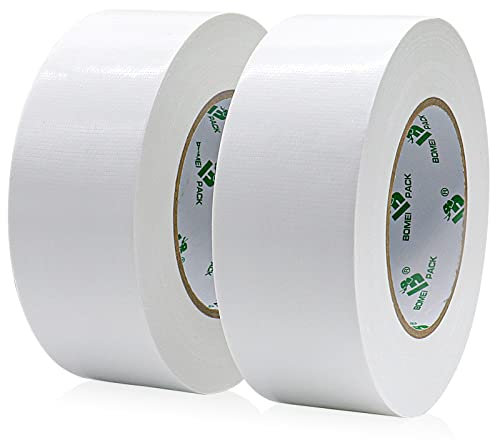 BOMEI PACK Cinta Americana Blanco de 50 mm x 50 m - Cinta de tela resistente, adhesiva e impermeable - Para reparar, fijar, agrupar, reforzar y sellar - 2 rollos