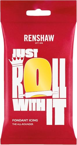 Renshaw Yellow Ready to Roll Fondant Icing, 1 kg (Pack of 1) | Vibrant Icing for Cakes, Vegetarian & Vegan Friendly, Versatile for Cakes, Available in 20+ Colours, Improved Vanilla Flavour