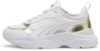 PUMA Damen Cassia Metallic Shine Sneaker, White Gold Silver Vapor Gray Metallic, 38 EU