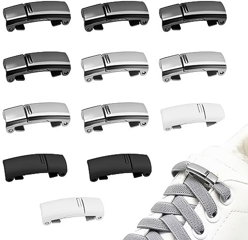 Hengxinc 12 Stück Schnürsenkel, 4 Farben Magnet Schnellverschluss für Erwachsene und Kinder, Schnürsenkel Set mit Sicherheitsverschluss, für Sneaker Freizeitschuhe