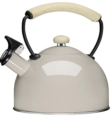 Galicja Alexander Wasserkessel Edelstahl - Flötenkessel für Gasherd und Induktion - Pfeifkessel 2,3l Beige