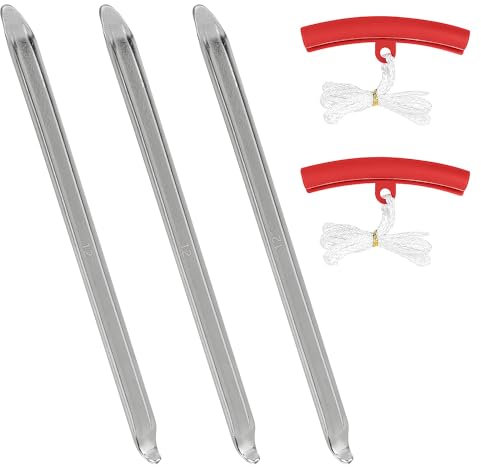 Tongboke 3 Stück Reifenheber Metall 30 cm, Kfz Fahrrad & Motorrad Reifen Wechseln Werkzeug, Mit 2 Felgenschutz, Reifenmontierhebel, Montiereisen Werkzeug für Motorrad Auto ​Reifen Wechseln