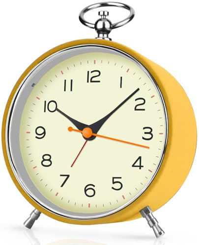 SOCICO Analogue Alarm Clock for Bedroom,Non Ticking Bedside with Night Light, Retro with Snooze, Battery Alarm Clock Bedside Clock Table Clocks for Heavy Sleepers