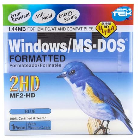 SIMPLETEK - 1 x 3,5 1,4 MB MF2-HD, kompatibel med MS-DOS och Windows, blå (enkelstycke)