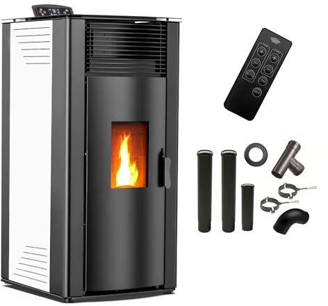 Poêle à granulés air Anita 15 kW Blanc Sannover + Kit Raccordement Fumisterie
