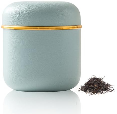 WIYETY Kleiner Keramik-Vorratsdose, 160ml Matcha-Behälter, Keramikdose mit Deckel, Keramik Vorratsbehälter, für Tee, Salzbehälter, Kanister, Müsli, Lebensmittel in der Küche - Himmelblau