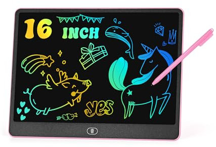 Bunte LCD Schreibtafel Kinder 16 Zoll, Maltafel Zaubertafel Writing Tablet Ektronischer Grafiktablet 3-12 jährige mädchen Jungen kinder Spielzeug Geschenke