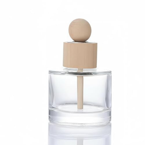 100ml/3.3oz Clear Empty Glass Diffuser Bottle with Wooden Cap Aromatherapy Storage Container Essential Oils Reed Diffuser Jars Fragrance Accessories Use for DIY Home Decor