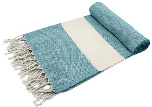 Edel Living hamamtuch Strandtuch aus 100% Baumwolle Kompakt & Leicht - Ultra saugfähig und schnell trocknend - Ideal als, handtücher, duschtücher, Saunatuch, Badetuch 100 x 200 cm (Dunkelgrün)