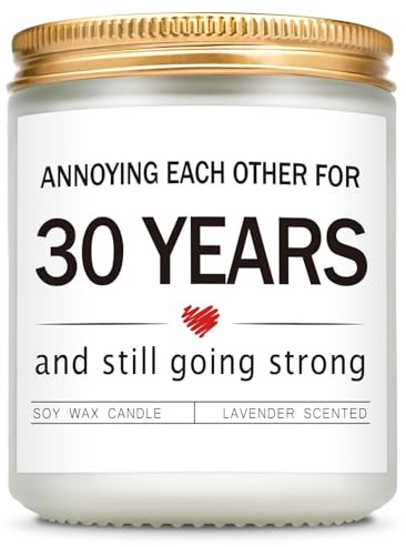 Giftasy 30th Pearl Wedding Anniversary Candle Gifts for Couple Parents - Handmade Lavender Funny 30 Years Candle - 30th Wedding Anniversary for Couple Parents Grandparents