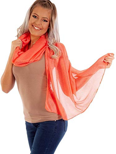 DOLCE ABBRACCIO by RiemTEX ® Schal Damen PRIMA DONNA Stola Tuch aus Wildseide in hellem Orange Tücher in 31 Unifarben Halstücher Seidentuch Schals Damen Halstuch Seidenschal (Lachsorange)