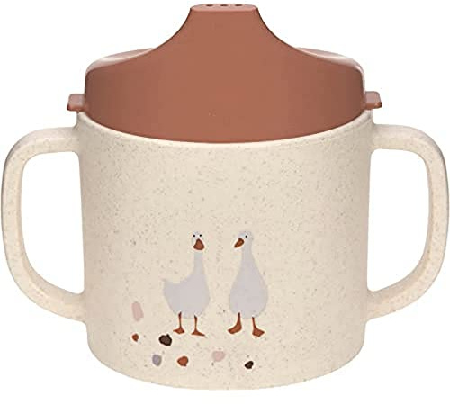 LÄSSIG Drickmugg för barn med handtag/Sippy Cup PP/Celllulose liten bonde får/gås natur