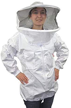 My Little Farm Imkerjacke, komfortable Schutzjacke für Imker, inkl. Hut und Schleier, mit praktischen Taschen, Imkerei-Zubehör (M)