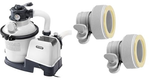 Intex 26644 Pompa a Sabbia Flusso Acqua: 4.500 l/h, Flusso Sistema: 4.000 l/h & 26061 Kit 2 pz Adattatore Tipo B per Pompe Piscina Morsetto Accessori Filtraggio 10722