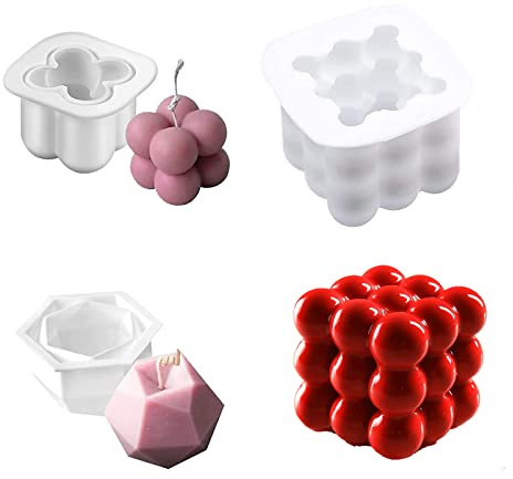 3 stycken ljusformer, 3D-ljusform, silikonform, silikonform ljus, 3D-kub, silikonform, ljus, silikonform, 3D för gjutning, sojavax, ljusform, för tillverkning av ljus, tvål, choklad, fondant