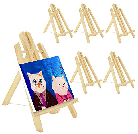AKOLAFE 6 Pièces Chevalet 30 cm Haut en Bois Stable - Chevalet de Table Massif Pour Mariage, Peinture, Enfants, Toile, Artiste, Artisanat