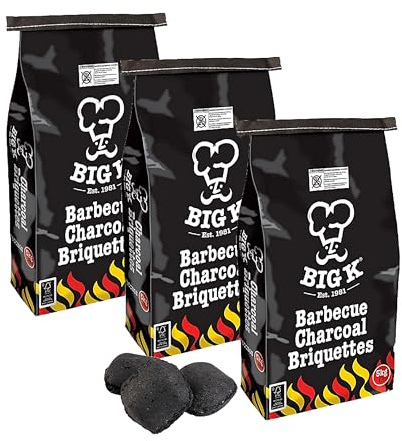 Charcoal Briquettes BBQ Grill Bundle - Pack of 3 x 5kg Barbecue Charcoal Briquettes Bags with Topline Card for Outdoor Barbeque Grill, Camping BBQs