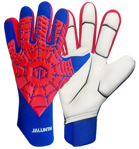 Jalunth Torwarthandschuhe Kinder Herren Jungen Damen Erwachsene Fussballhandschuhe Torwart Zubehör Fussball Fußball Handschuhe Training Spiel rutschfeste Latex Fußballhandschuhe Größe 5 6 7 8 9 10