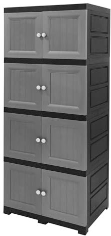 ABBAware Mehrzweckschrank mit einrastenden Klapptüren, Lagerschrank 68x48x176cm mit 4 extra großen Fächern, Stabile Ausführung 20kg pro Fach, schöner Allzweck-Aufbewahrungsschrank/Werkzeugschrank