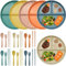Samulee 6 Assiettes Divisées, Assiette Plate Compartiment 22.5cm, Plateau Repas Compartiment Reutilisable Multicolore Incassable avec Vaisselle Correspondante, pour Adulte Enfant