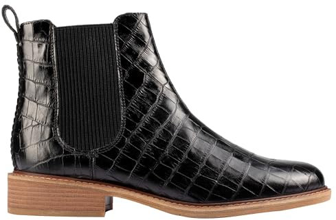 Clarks Damen Cologne Arlo2 Chelsea-Stiefel, Schwarz/Krokodilhaut, 40 EU