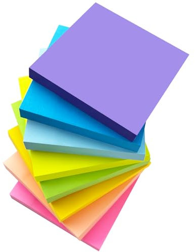 CNMTCCO 800pcs selbstklebende Haftnotizen,Self-Adhesive Sticky Notes 76 x 76 mm 8 Farben von Haftnotizen Klebezettel,Geeignet für Schulen, für büro,Häuser und verschiedene Geschäftsplätze