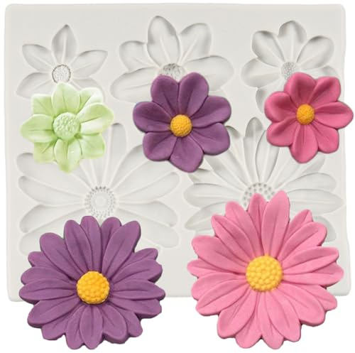 MINFEIDMS blomma blommor silikon chokladform form tusensköna krysantemum blomma fondant form för tårta dekoration choklad cupcake toppers godis socker hantverk polymer lergummi pasta